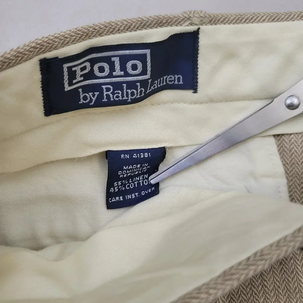 VINTAGE Polo Ralph Lauren Whipcord Trousers Size Cotton Cuffed Pants Size 36x30 - Picture 13 of 13